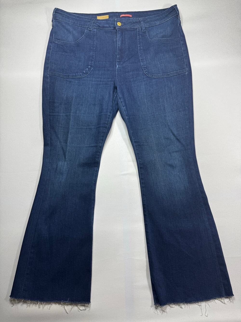 Pilcro by Anthropologie Women's Raw Hem Flare Blue Denim Jeans - Size33 (38x31)